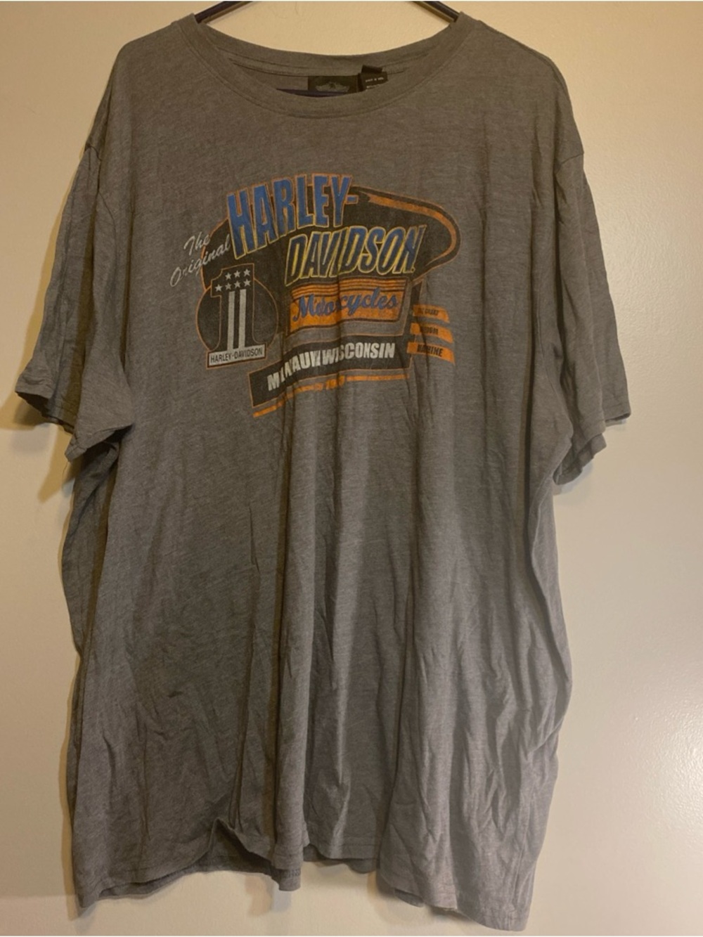 Harley Davidson Motorcycle Tshirt Short Sleeve Graphic Print Men’s 3XL Grey